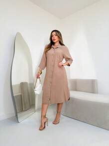 LINEN AND COTTON CHAMISE - 米色 - 查看 1