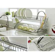 Escurreplatos Escurridor de Platos Estante Para Platos De Acero Inoxidable De 2 Niveles Estante De Secado Multifuncional En Forma De S - Gris - Ver 3