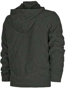 Men's Twill Jacket Coat With Hood And Pockets Lined - 黑色 - 查看 2