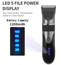 1 pieza Cortapelos recargable con batería de 1200mAh, indicador de batería, para cortar el cabello, afeitarse, cabeza afeitada, recortar el cabello, peinar el cabello, adecuado para cabello graso, portátil, para uso en el hogar, adultos y niños, 1082 gris