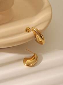 1 对不锈钢镀金简约几何珠水滴耳钉，女士女孩日常、节日、婚礼、派对、生日、节日装饰或礼物 - 金色 - 查看 6