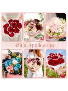 MEHELANY 3 Piezas de Papel de Envolver con Flores de Oropel Artificial, Papel de Envolver con Flores de Organza de Oropel Artificial Arrugado, Papel de Gasa Floral Ondulado DIY, para Suministros de Floristería de Boda, Aniversario, Cumpleaños, Decoración de Fiestas Navideñas