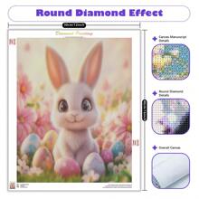 1 st. Paasfoto DIY 5D Diamant Schilderij Konijn Volledige Ronde Mozaïek Bloemen Foto Kruissteek Kit Kunst Strass DIY Hobby Woondecoratie 30x40cm/12x16inch Zonder Lijst