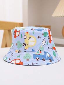 1pc Kids Bucket Hat, Boys' Cartoon Printed Sun Protection Hat For Spring