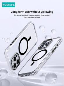 Koolife 1pc Magnetic Charging 2-In-1 Full Body Hard Transparent Phone Case With Metal Lens Frame, Metal Buttons, Air Cushion Protection, High Screen Protection, Compatible With IPhone 16/16 Pro/16 Pro/15/15 Pro/15 Pro Max/15 Plus/14/13/12/11 Waterproof Shockproof Anti-Fall Scratch Resistant