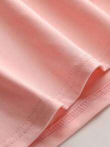 女童可爱印花圆领短袖T恤，休闲T恤，适合外出、聚会和夏季日常穿着 - 粉色 - 查看 8