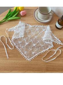 1件装花卉印花蝴蝶结可爱优雅复古法式波西米亚风网纱蕾丝发带，适合女孩，百搭配饰，可搭配连衣裙、牛仔裤，也可作为腰部装饰，适合海滩/摄影等场合。针织材质头巾发带，吸汗发带，秋冬季发带，女士度假装扮发饰，优雅围巾，柔软头巾。 - 白色 - 查看 14