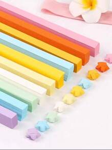 540/1080 Pcs Star Origami Papers, 27 Colors Star Paper Strips, Double Sided Folding, Solid Lucky Star Decorative Papers, DIY, Colorful Paper Confetti, Stars - Multicolor - View 4