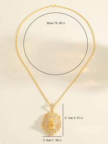 1pc Personalized Hip Hop Style S925 Sterling Silver Zirconia Lion Head Pendant Necklace, Unisex, Suitable For Party, Stage, Street Music Festival, Holiday Gift - Multicolor - View 8