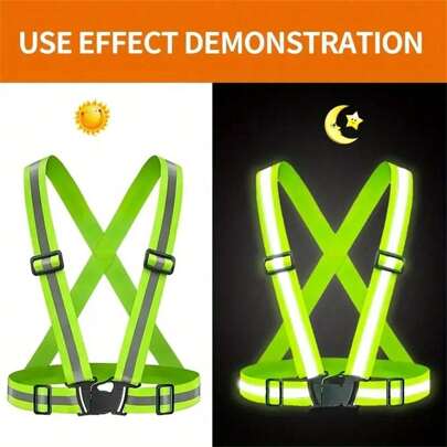 1 pieza Chaleco de seguridad reflectante con bandas reflectantes de alta visibilidad ajustables, adecuado para correr, caminar y ciclismo de noche