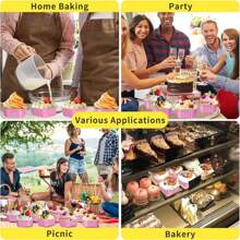 200pcs Baking Cups Aluminum Foil With Lids (100 Pans + 100 Lids), 5oz Square Cupcake Mini Cake Pans For Muffins, Desserts, Flans, Pudding & Party Food Display, Picnics Weddings - 粉色 - 查看 5