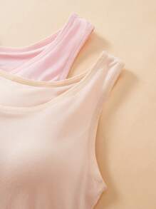 6件多色女士简约休闲女士莫代尔打底宽肩带舒适背心，内置固定罩杯罩修身上衣，户外、家居无钢圈文胸背心。 - 彩色 - 查看 5