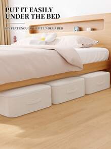 1 PIEZA Bolsa de almacenamiento debajo de la cama con cremallera para el hogar, bolsa de almacenamiento de tela plegable para ropa, mantas, almohadas, bolsas de almacenamiento grandes para mantas y ropa, contenedor de almacenamiento debajo de la cama con ventanas transparentes, decoración festiva, decoración de habitación, decoración del hogar, decoración de dormitorio - Blanco - Ver 6