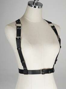 Women's Fashion Black PU Leather Corset Belt, Gothic Style Waist Trainer, Suitable For Daily Outfit, Fashion Statement Accessory, Steampunk Clothing Accessory