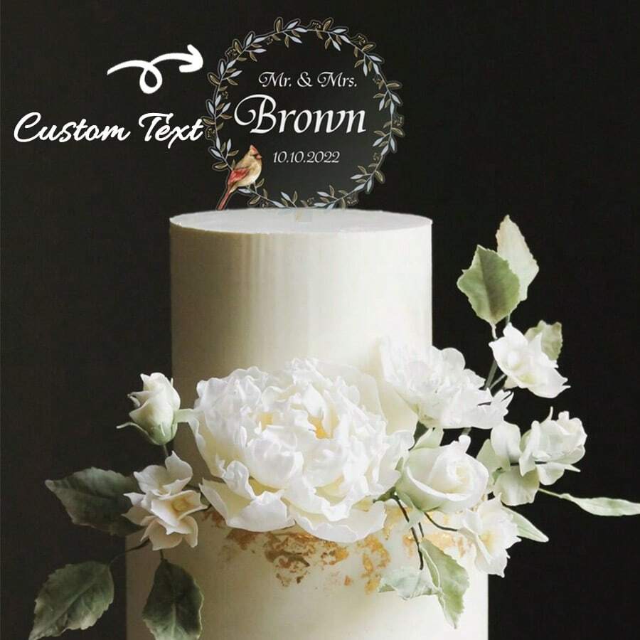 CustomAcrylic Wedding Cake Topper,Wedding Cake Decor,Wreath Birthday Cake Topper - Multicolor - View 1