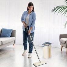 Mop And Bucket Set, With 3 Replacement Machine Washable Microfibre Mop Pads 360° Flat Squeeze Microfiber Mop And Bucket - With 3pcs Microfiber Pads - View 1