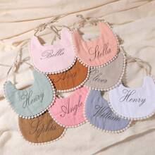 1pc Personalized Embroidery Name Baby Bib, Decorate & Gift For Baby Boy/Girl - Multicolor - View 6