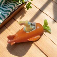 1 件可爱兔子、胡萝卜和飞机形状树脂饰品，复活节装饰 - 彩色 - 查看 5