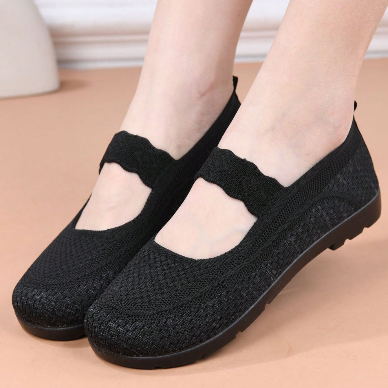 Zapatos planos de malla transpirables de verano para mujer, zapatos casuales de primavera y otoño, con Top de punto, suela blanda antideslizante, liv