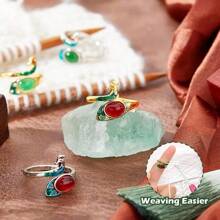 Adjustable Woven Crochet Tension Ring, Silver Color Crochet Ring, For Crochet Knitting, Finger Crochet Ring, Hand Weaving Supplies, Women Crochet Knitting Tools - Multicolor - View 8