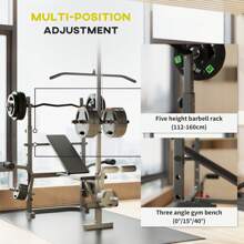 SPORTNOW Adjustable Weight Bench With Bench Press Rack, Preacher Curl Bench, Leg Extension And Lat Pull Down Machine, Incline Or Flat Workout Bench For Home Gym Strength Training Weight Lifting - Negro - Ver 4