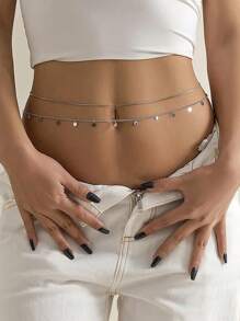 FOREVER QUEEN 1PC 925 Sterling Silver Sexy Bikini Waist Chain For Women Gold And Silver Box Chain Belly Chain Body Chain Jewelry - Waist Chain - View 3