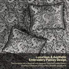 Brystol 24 chiếc giường trong một túi Bộ chăn ga gối đệm thoải mái, Chăn bông giả lụa Jacquard Paisley Thiết kế phù hợp với rèm xuống, Lựa chọn thay thế cho tất cả các mùa Có màu đen, đỏ, xanh lam, xanh mòng két, xanh lam, xanh nước biển, xanh lam, nâu, nữ hoàng/vua/ vua California - màu đen - Xem 7