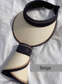 Sombrero de sol 2025 nuevo de plástico negro hueco con protección UV para el rostro, sombrero de paja trenzada para el verano