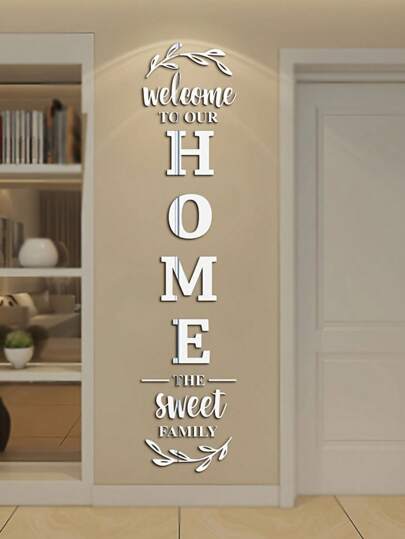 1 Stück Wandspiegel-Aufkleber - Willkommen Zuhause Olivenkranz Soft Spiegel-Aufkleber