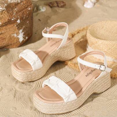 Women's Casual Fashionable Comfortable Platform Rope Butterfly Floral Summer Slide Sandals