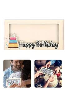 1 件生日钱礼盒木质卡片盒现金夹现金信封钱包生日礼物 DIY 派对礼物