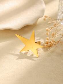 1 件时尚五角星戒指，不对称光滑星形极简主义配饰，适合日常佩戴和节日礼物