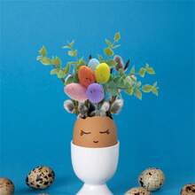 Palillos artificiales para huevos de Pascua, palitos pastel para huevos de Pascua, ramas con hojas verdes para el hogar. - Verde claro - Ver 4