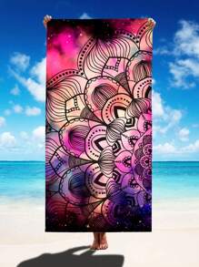 Asciugamano/telo da spiaggia assorbente e ad asciugatura rapida da 250 g/mq, con stampa a stella o mandala, extra large, utilizzabile come tappetino da yoga, scialle per il sole - asciugamano da spiaggia in microfibra per viaggi, campeggio, nuoto, escursioni - dimensioni 70*140cm o 90*180cm, accessorio essenziale per vacanze estive, viaggi, vacanze, decorazione da bagno