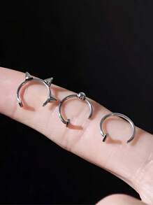 3 件/9 件不锈钢非穿孔身体首饰套装 C 型夹鼻环/唇环/耳环，男女通用，防过敏多用途日常环 - 彩色 - 查看 6