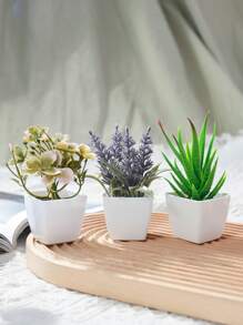 6pcs Artificial Mini Fur Ball Small Potted Plants - Suitable For Home Decor, Festival Atmosphere Desktop Decoration, Window Sill, Bathroom Decor Gifts Birthday Graduation,Garden Decor,Outdoor Plant,Gardening,Fake Flowers - Multicolor - View 9