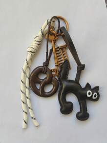 Phong cách INS, Phong cách cô gái sành điệu, Móc chìa khóa, Móc chìa khóa ô tô, Móc chìa khóa nút thắt bánh quy, Móc chìa khóa bàn tính, Móc chìa khóa mèo mắt to, Móc chìa khóa, Dây đeo cổ tay trang trí bằng dây thừng, Thích hợp cho bé gái, Quý cô, Đi làm, Đi học, Quà tặng nhỏ cho cô ấy, Để nâng cao phong cách cá nhân của bạn - Màu be - Xem 3