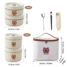 Portable 304 Stainless Steel Thermal Lunch Box With Cutlery&Lunch Bag, Cute Capybara Pattern Leak Proof Bento Box, Microwave Safe&Hot Water Heating, Insulated Anti Scalding Lunch Container, Reusable Fruit Salad Food Storage Container, Suitable For Student And Adult Use In School, Office, Outdoor Camping, Picnic, Travel