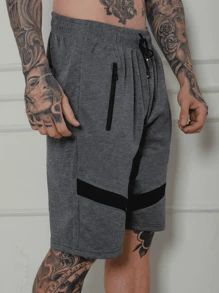 Men's Sweatpants / Zippered Pockets / Elastic Waist - 深灰色 - 查看 2