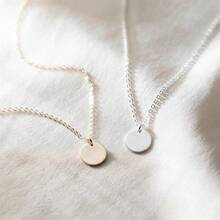 Round Pendant Necklace Stainless Steel Delicate Minimalist Fashion Elegant Gift - 銀色 - 查看 3