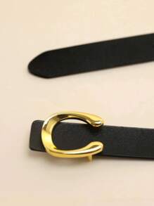1pc New Women's Belt Letter C Korean Version Dress Jeans PU Women's Belt - Black - View 7