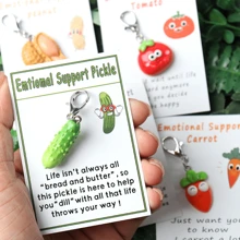 1pc/5pcs Emotional Support Resin Figurines Key Chain With Encouragement Cards - Pocket-Sized Positive Affirmation Decor, Pickle, Carrot, Peanut, Tomato, Eggplant Key Chain With Uplifting Messages, Ideal For Relax, Special Occasion Gifts & Home