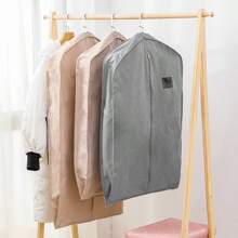 1pc Oxford Cloth Zipper Transparent Window Garment Bag, Breathable Fur/Down Jacket/Fur Coat Dust Cover, Hanging Clothes Storage Bag