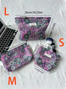 1 PC/Set Purple Small Flowers Portable Retro Style Makeup Bag,Fashionable Casual Stylish Portable Make Up Bag,Makeup Bags,Makeup Bag Small,Makeup Case,Cute Makeup Bag,Cosmetic Bags,Sanitary Napkins,Pouch Pads,Air Pods,Wired Earphone,Charger,Headphones,Makeup Travel Bag ,Skincare Bag,Make Up Bags For Women,Candy,Nurses,School Girls,Holiday Gift.