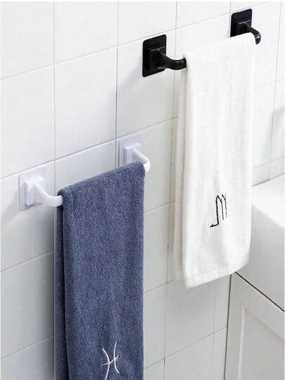 1pc,Self-Adhesive Towel Rack, Slipper Rack, Hand Towel Hook And Short Plastic Wall Mounted Shelving For Kitchen, Bathroom And Laundry