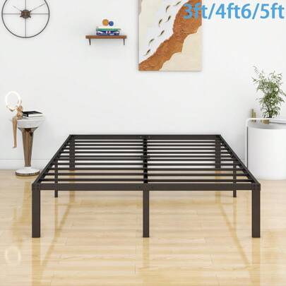 OYAJIA ✨Space-Saving Bed Frame UK | 90x190/135x190/151x190cm Single/Double/King Size | Underbed Storage & Metal Platform | 42cm Height Easy Assembly | Modern Industrial Guest Bed (Black)