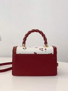 Fashionable High-End Women's Square Bag Versatile PU Handbag Cute Cherry Print Shoulder Bag For Shopping And Dating Girls' Crossbody Bag Preferred Bag - Multicolor - View 7