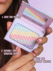 Misslyn MISSLYN- Prefect Contour Makeup Kit, PRETTY MERMAID RAINBOW HIGHLIGHTER, Shimmer, Pigment Rich & Silky Formula, Natural Glow, Illuminator Highlighter, Lightweight, Beach Please! BRONZING & CONTOUR POWDER, Bronzer, Matte Bronzer, Pigmented Soft Powdery Texture, With Mirror, Blush Powder, Blush, 1pc Blush Palette, Matte Blush, Color Fantasy Blush, Makeup Brush, Long Lasting Colour Saturation