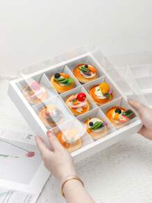 2pcs/4pcs 9-Grid/4-Grid/6-Grid Transparent Lid Dessert Boxes, White/Brown Baking Food Packaging Boxes Suitable For Mini Cupcakes, Chocolates, Birthday Party, Wedding, Holiday Sweets, Cookies, Candies, Small Snacks - Multicolor - View 9