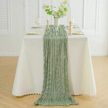 Caminho de mesa de pano de queijo verde sálvia, toalha de mesa de gaze boho, toalha de mesa de pano de queijo rústico transparente para chá de bebê, noiva, festa de aniversário, decoração de mesa